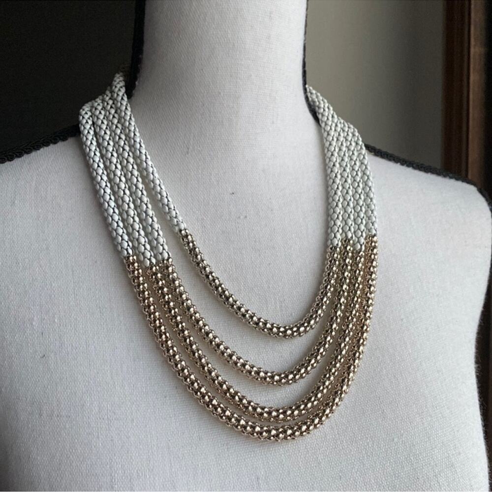 The Limited | Gold and White multi-chain necklace
